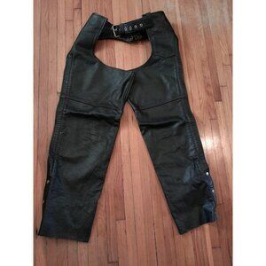 Vintage Highway One Black Leather Motorcycle Chaps Biker Riding Size M